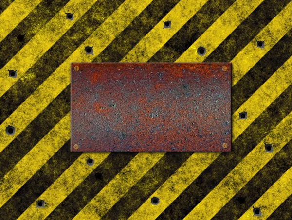 Hazard stripes plaque — Stock Photo, Image