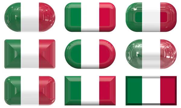 Nueve botones de cristal de la Bandera de Italia — Foto de Stock