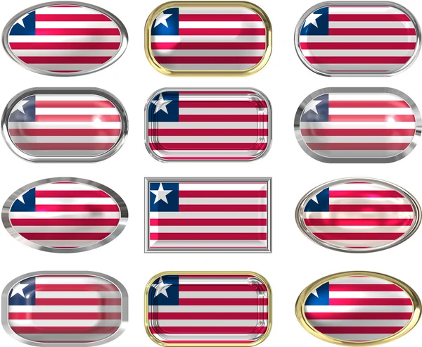 12 botones de la Bandera de Liberia —  Fotos de Stock