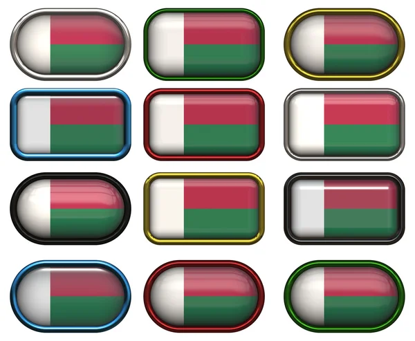 12 przycisków flaga Madagaskaru — Zdjęcie stockowe