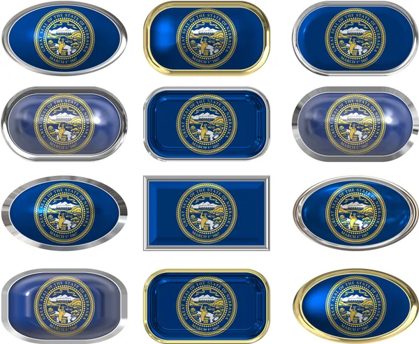 12 buttons of the Flag of Nebraska — Stock Photo, Image