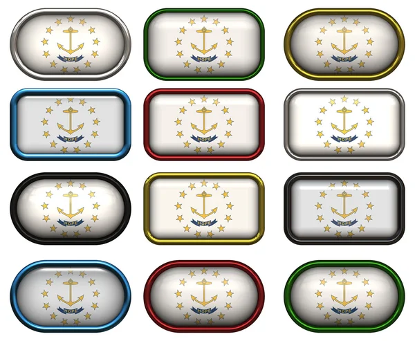 12 botones de la Bandera de Rhode Island — Foto de Stock