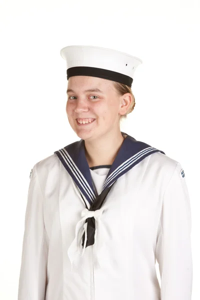 Young sailor isolated white background — Stock Photo, Image