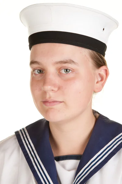 Ung sjöman isolerade vit bakgrund — Stockfoto