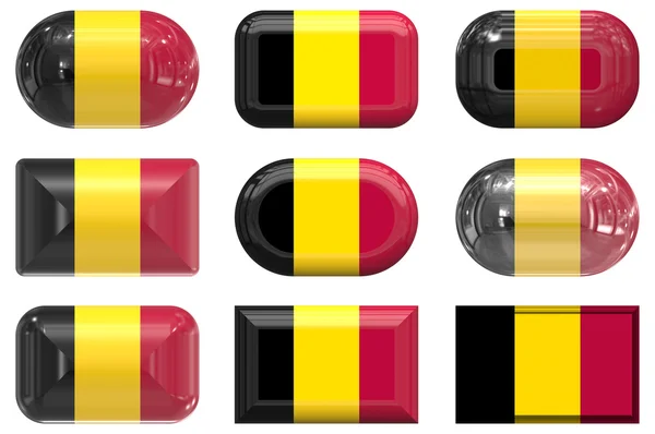 Nio glas knappar under belgisk flagg — Stockfoto