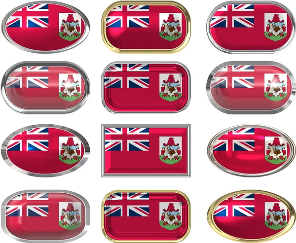 Doze botões da Bandeira das Bermudas — Fotografia de Stock