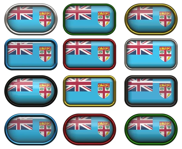 Doze botões da Bandeira das Fiji — Fotografia de Stock
