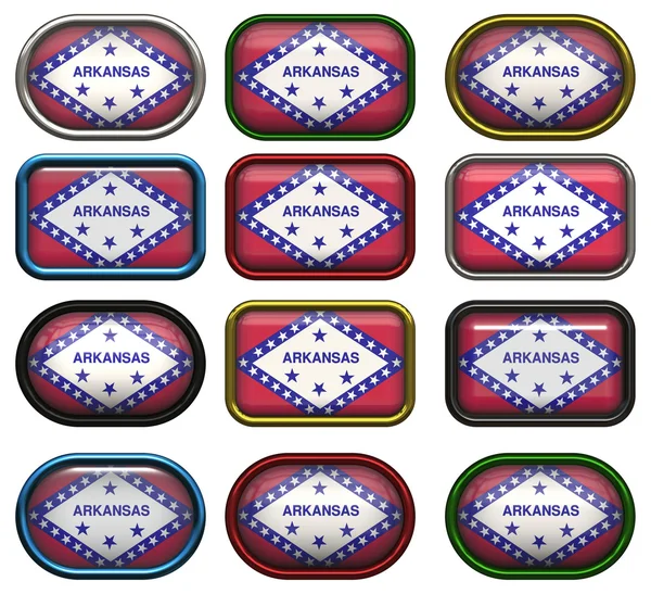 Dua belas tombol dari Bendera Arkansas — Stok Foto