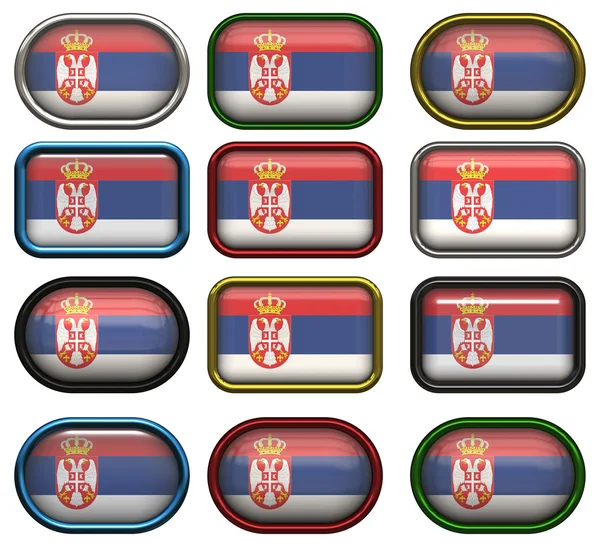 Dvanáct tlačítka vlajka Srbska — Stock fotografie
