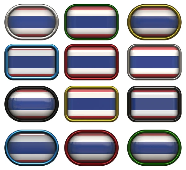 Doce botones de la Bandera de Tailandia — Foto de Stock