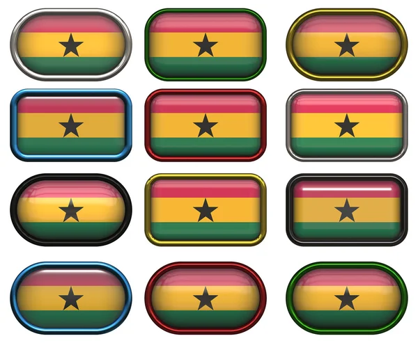 Tizenkét gombok a Ghána zászlaja — Stock Fotó