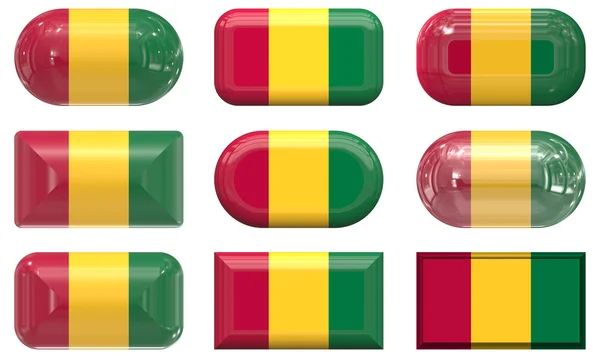 Nine glass buttons of the Flag of Guinea — Stock Photo, Image