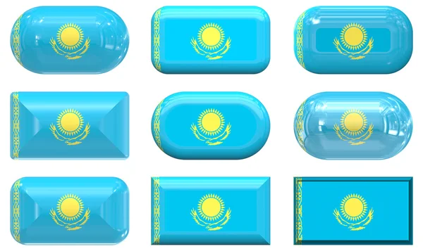 Przyciski Flaga Kazachstanu — Zdjęcie stockowe