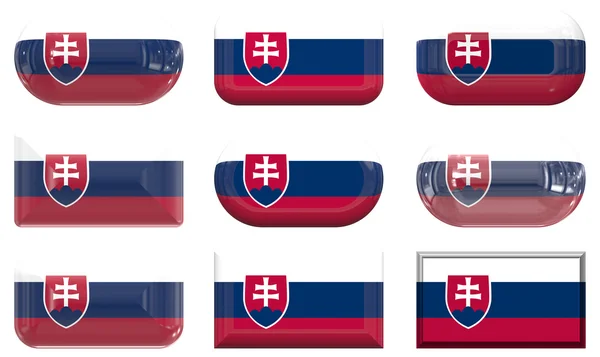 Neuf boutons en verre du Drapeau de Slovaquie — Photo