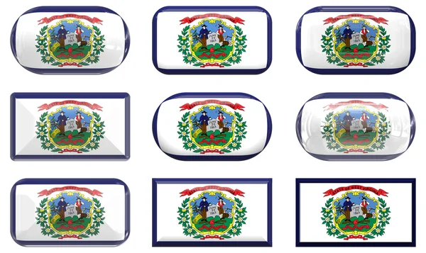 Nueve botones de cristal de la bandera de Virginia Occidental —  Fotos de Stock