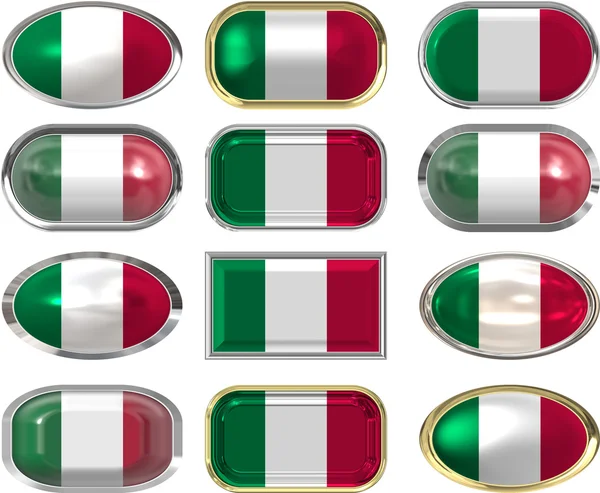 12 botones de la Bandera de Italia — Foto de Stock