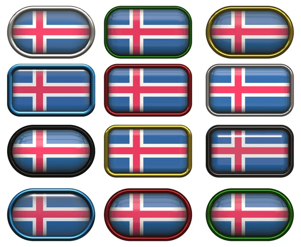 12 κουμπιά της σημαίας της Ισλανδίας — Φωτογραφία Αρχείου