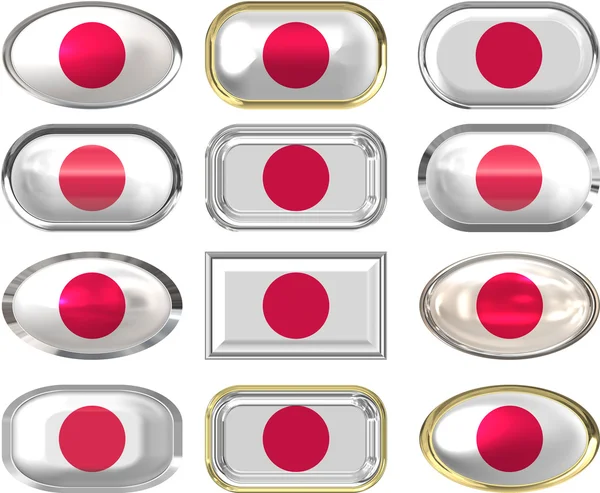 12 przycisków flaga Japonii — Zdjęcie stockowe