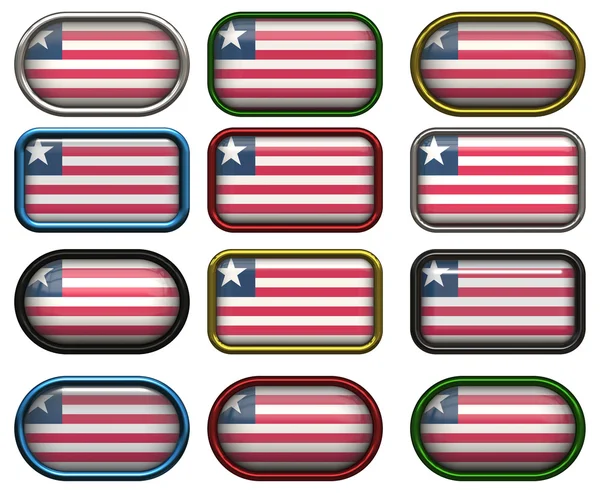 12 pulsanti della Bandiera della Liberia — Foto Stock