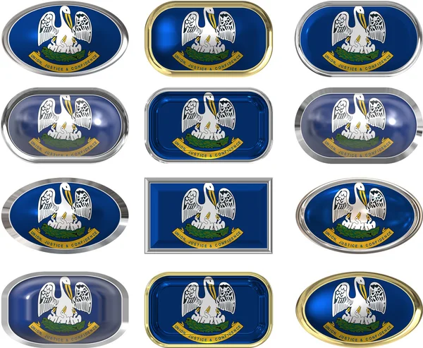12 knappar av louisiana flagg — Stockfoto