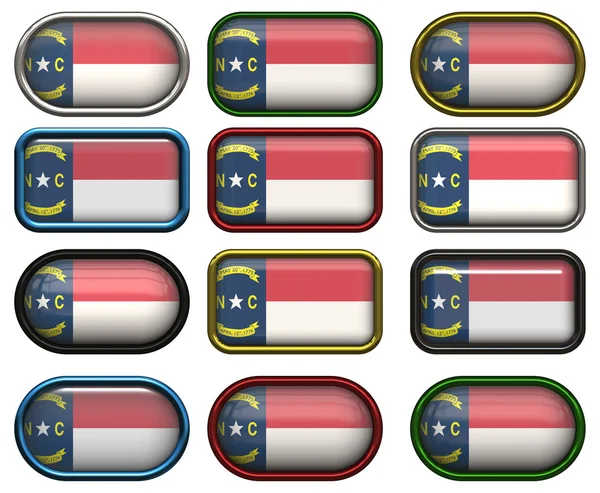 12 botones de la Bandera de Carolina del Norte —  Fotos de Stock