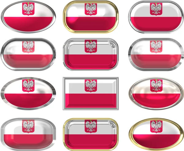 12 buttons of the Flag of Poland — Stock Photo, Image