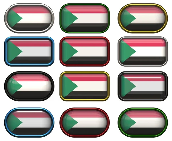 12 buttons of the Flag of Sudan — Stock Photo, Image