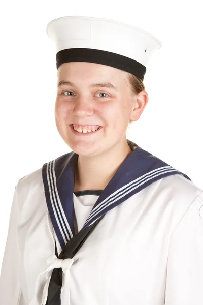 Ung sjöman isolerade vit bakgrund — Stockfoto