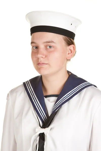 Giovane marinaio isolato sfondo bianco — Foto Stock
