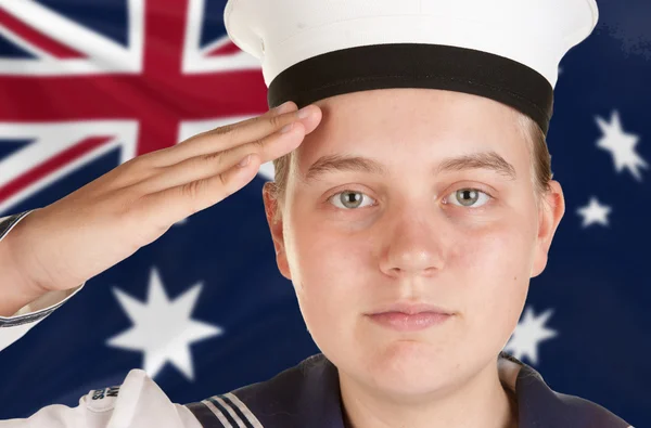Genç denizci selamlayan — Stok fotoğraf