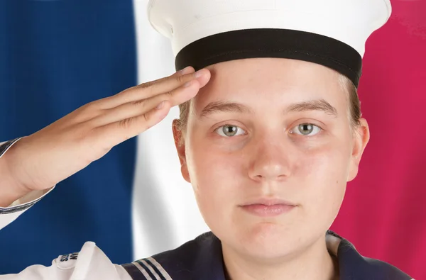 Ung sjöman salutera — Stockfoto