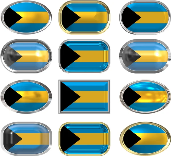 Doce botones de la Bandera de Bahamas —  Fotos de Stock