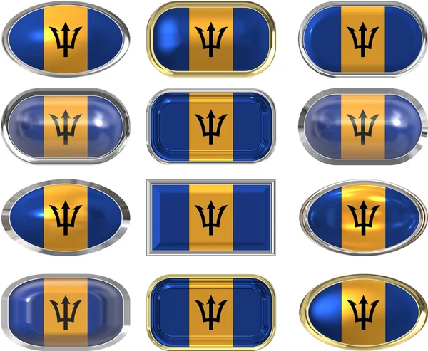Twelve buttons of the Flag of Barbados — Stock Photo, Image