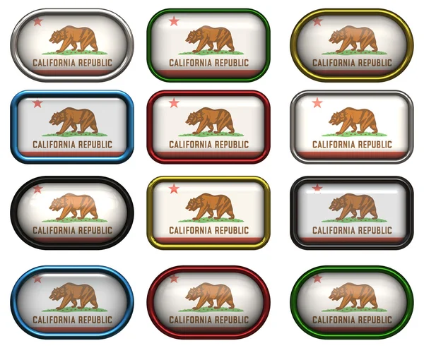 加利福尼亚国旗的十二个钮扣 — 图库照片