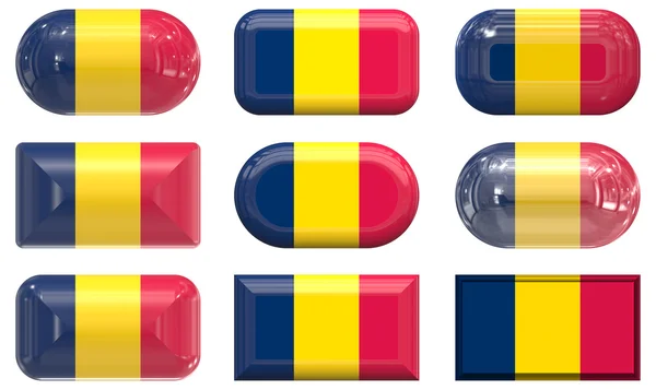 Nueve botones de cristal de la Bandera de Chad —  Fotos de Stock