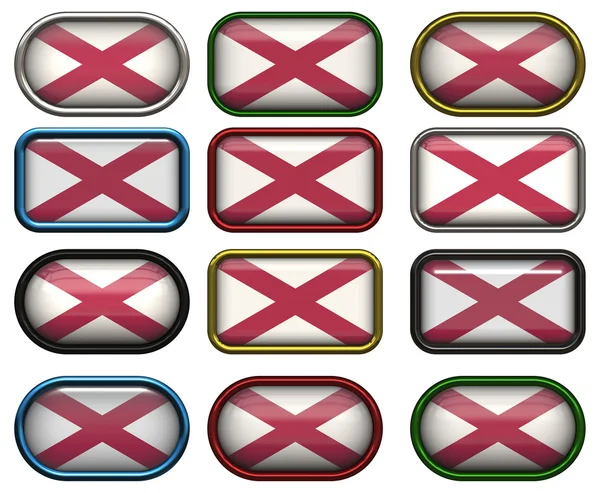 Doce botones de la Bandera de alabama —  Fotos de Stock