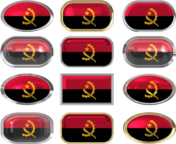 Doce botones de la Bandera de Angola —  Fotos de Stock