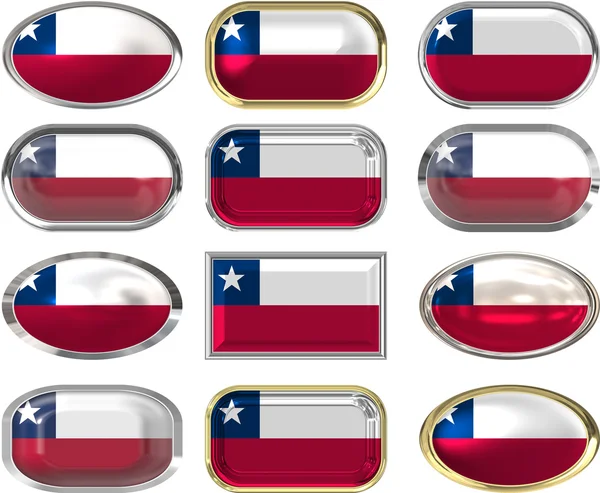 Tolv knappar av chile flagga — Stockfoto