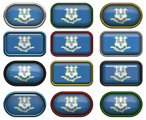 Dodici pulsanti della Bandiera di Conneticut — Foto Stock