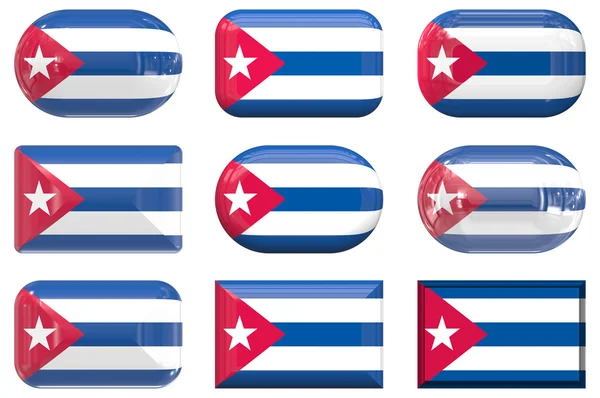 Dokuz cam düğmeleri Küba bayrağı — Stok fotoğraf