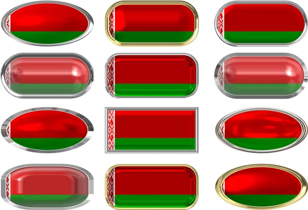 Doce botones de la bandera de Belarús — Foto de Stock