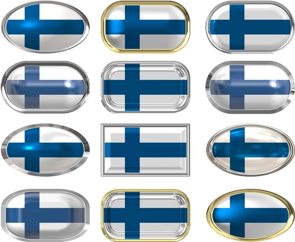 Tizenkét gombok Finnország zászlaja — Stock Fotó