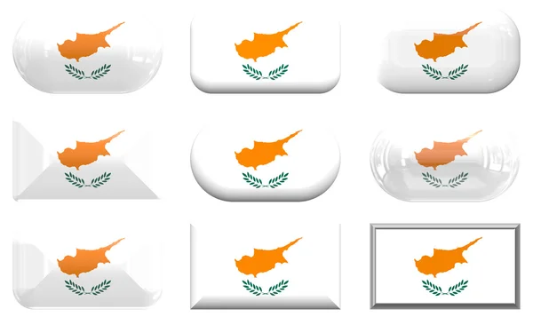 Nove botões de vidro da Bandeira de Chipre — Fotografia de Stock