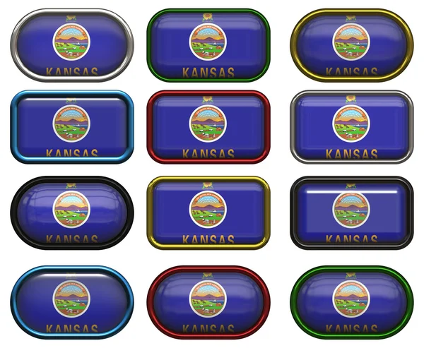 Doce botones de la Bandera de Kansas —  Fotos de Stock