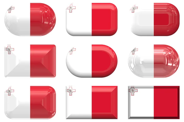 Nine glass buttons of the Flag of Malta — Stock Photo, Image