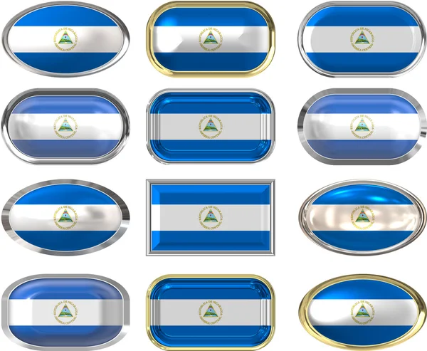 Dodici pulsanti della bandiera del Nicaragua — Foto Stock