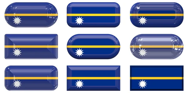 Nio glas knappar av Naurus flagga — Stockfoto