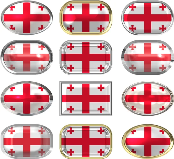 Doze botões da Bandeira da Geórgia — Fotografia de Stock