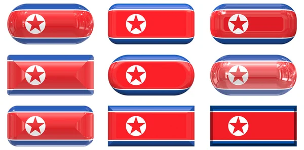 Botões da Bandeira da Coreia do Norte — Fotografia de Stock
