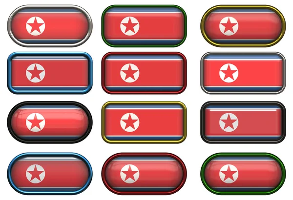 Tlačítka vlajky Severní Koreje — Stock fotografie